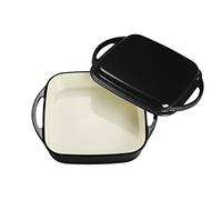 ECHTWERK Cocotte universelle et poêle 2 en 1, Plat à four en fonte avec couvercle, Casserole en fonte avec revêtement émaillé, Convient pour les fours, grills, BBQ et induction, Noir, 1,5 L, Ø 24,6 cm