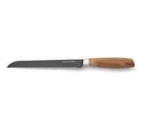 ECHTWERK Couteau à pain Black-Edition, couteau de cuisine, en acier inoxydable de haute qualité, à lame crantée, manche ergonomique en bois d'acacia, longueur de lame 20 cm