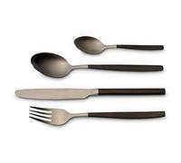 ECHTWERK Couverts de table Positano Due-Silver/Black Edition, 24 pièces, pour 6 personnes, 18/10 mat, acier inoxydable, set de couverts, pour la table à manger, décoration de table pour mariages