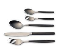 ECHTWERK Couverts de table, set de couverts, Positano Due-Silver/Black Edition, 30 pièces, pour 6 personnes, couteaux en acier à lame, boîte cadeau incluse, acier 18/10