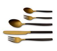 ECHTWERK Couverts, Positano Due-Gold/Black Edition, 30 pièces, pour 6 personnes, couteaux en acier à lame, boîte cadeau incluse, acier 18/10