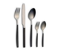ECHTWERK Couverts Positano Due-Silver/Black Edition, 20 pièces, pour 4 personnes, 18/10 mat, acier inoxydable, Set de couverts, pour la table, décoration de table pour mariages et tables de fête