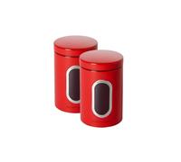 ECHTWERK Elégant set de 2 boîtes - rouge, Récipient de stockage, pour la conservation de farine/sucre/thé, boîte métallique avec couvercle hermétique et grande fenêtre de visualisation