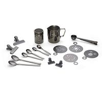ECHTWERK Ensemble d'accessoires à café, 23 pièces, 350 ml, 4 expresso, 4 cappuccino, 4 lattes 4 pinces à café, 4 pochoirs à café, 4 cuillères à café, style barista noir