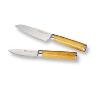 ECHTWERK Ensemble de 2 couteaux damassés, couteau Santoku env. 13cm/éplucheur env. 8cm, couteau de cuisine, couteau à légumes, acier damassé, manches de couteau en bois de Pakka