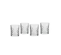 ECHTWERK Ensemble de 4 verres à whisky, 330 ml - verres à rhum, verre tumbler en cristal taillé avec structure en relief, forme cylindrique,lavable au lave-vaisselle, 9,8 x 8,2 cm