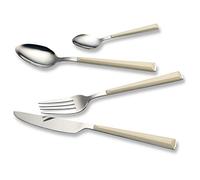 ECHTWERK Ensemble de couverts "Basic" avec manches en plastique, Couverts de camping, Couverts de pique-nique, Couverts de voyage légers, 24 pièces, jusqu'à 6 personnes, Acier inoxydable 18/0, Crème