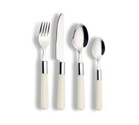 ECHTWERK Ensemble de couverts Bistro, 16 pièces de couverts de table en acier inoxydable de haute qualité pour jusqu'à 4 personnes, couverts de table avec manches en plastique, crème