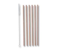 ECHTWERK Jeu de 6 pailles en acier inoxydable avec brosse de nettoyage, Copper Edition, pailles 21.5 cm, brosse 23 cm