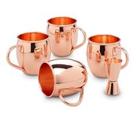 ECHTWERK Lot de 4 gobelets en cuivre de 500 ml, 1 Jigger 2 cl / 4 cl, Argenté