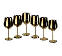 ECHTWERK verres à vin incassables en acier inoxydable, set de verres à vin, verres à vin rouge, verres à cocktail, robustes, incassables, Gold Edition, 6pcs, 21x 7,3cm, 0,5L