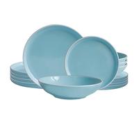 ECHTWERK Nerea Service de table vintage 18 pièces pour 6 personnes en faïence couleur pastel avec 6 assiettes plates, 6 assiettes à dessert, 6 assiettes creuses, menthe