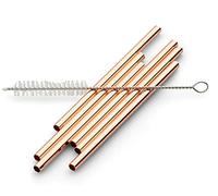 ECHTWERK Pailles Small 7pcs en acier inoxydable avec brosse de nettoyage, édition cuivre, réutilisables, incassables, sans BPA, pailles pour cocktails, long drinks, smoothies