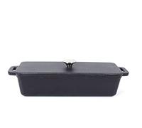 ECHTWERK Plat à pain en fonte, rôtissoire avec couvercle, plat à four, revêtement émail, pour four,grill,BBQ induction,1,5 L,Ø 28,2 x 12,cm,EW-GE-1501, Noir