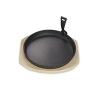 ECHTWERK Poêle à servir en fonte, avec planche à servir, Poignée amovible, Déjà cuite au four, Convient pour les fours, grils, BBQ et induction, Idéal pour cuire et servir, Ø 25 cm