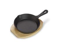 ECHTWERK Poêle à servir en fonte, Poêlon de service, Mini poêlon avec planche de service, Déjà cuit, Convient pour les fours, grills, BBQ et induction, Idéal pour cuire et servir