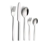 Echtwerk Positano Ménagère 30 pièces pour 6 personnes en acier inoxydable 18/10 brillant avec coffret de rangement en acier 18/10 Argenté