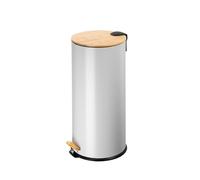 ECHTWERK Poubelle à pédale Skandi Look, Poubelle, Poubelle, corps robuste en fer avec couvercle en bambou, fonction Soft Close, Gris, capacité 30 litres