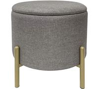 ECHTWERK Pouf Logan, avec Espace de Rangement, Couvercle Amovible, Coffre de Rangement Rond, avec Pieds en Bois, adapté à la Chambre à Coucher et au Salon, 40 x 40 x 40 cm, jusqu'à 150 kg, Gris