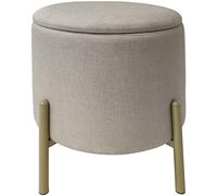 ECHTWERK Pouf Logan, avec Espace de Rangement, Couvercle Amovible, Coffre de Rangement Rond, avec Pieds en Bois, adapté à la Chambre à Coucher et au Salon, 40 x 40 x 40 cm, jusqu'à 150 kg, Crème