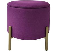 ECHTWERK Pouf Logan, avec Espace de Rangement, Couvercle Amovible, Coffre de Rangement Rond, avec Pieds en Bois, Convient pour la Chambre à Coucher et Le Salon, 40 x 40 x 40 cm, jusqu'à 150 kg, Baie