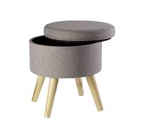 ECHTWERK Pouf Max, Coque d'assise, Cube d'assise, Rond, avec Espace de Rangement, Housse Amovible, siège Amovible, Pieds en Bois, Gris, 32 x 32 x 39 cm, 32 x 32 x 39 cm