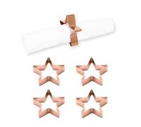 ECHTWERK Rond de serviette en acier inoxydable, design étoile, porte-serviettes, boucles de serviettes, universel, décoration de table pour mariages, 7 x 3 cm, édition cuivre, 4 pièces