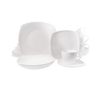 ECHTWERK Service combiné de 20 pièces « Classic » - Design moderne - Élégant service de table en porcelaine blanche avec 4 assiettes plates, 4 assiettes à dessert, 4 assiettes creuses, 4 tasses à thé,