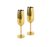 Echtwerk Service de 2 coupes à champagne en acier inoxydable, édition or, 250 ml, 22,5 x 6,3 cm EW-CG-1740G