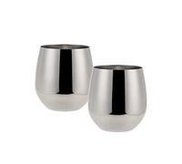 ECHTWERK Set de 2 verres à vin et à eau, acier inoxydable, édition argent, 500 ml, 10 x 9,5 cm, 10 x 9,5 cm