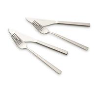 ECHTWERK couverts à pizza, couverts à pizza, couverts à steak, couverts à dîner 4 pièces pour max. 2 personnes, avec 2 couteaux à pizza et 2 fourchettes à pizza en acier inoxydable, version argentée