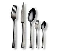 ECHTWERK Set de couverts Avelino/Shiny-Black Edition, 30 pièces, pour 6 personnes, acier inoxydable 18/10, brillant, set de couverts avec boîte de rangement, acier 18/10, noir