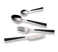 ECHTWERK Set de couverts "Basic" avec manches en plastique, couverts de camping, couverts de pique-nique, couverts de voyage légers, 16 pièces, jusqu'à 4 personnes, inox 18/0, noir