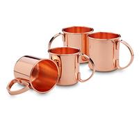 ECHTWERK Set de gobelets en cuivre, verres en acier inoxydable, set de cocktail, pour le gin, la vodka, la bière et les boissons froides, 4x gobelets en cuivre 450 ml
