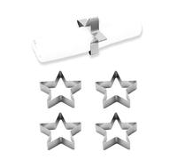 ECHTWERK set de ronds de serviette en acier inoxydable, design étoile, porte-serviettes, boucles de serviette, universel, décoration de table pour mariages, 7 x 3 cm, édition argent, 4 pièces