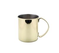 ECHTWERK Lot de 4 verres en cuivre incassables en acier inoxydable - Idéal pour le gin, la vodka, la bière et les boissons froides - Coffret cadeau - Édition dorée - 480 ml