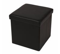 ECHTWERK Siège Cube, Storecube, Tabouret rembourré avec Espace de Rangement, Boîte de Rangement Pliable, Tabouret de Pied, Pliable, Fonction Table d'appoint, Similicuir, Noir, Environ 38 x 38 x 38 cm