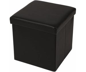 ECHTWERK Siège Cube, Storecube, Tabouret rembourré avec Espace de Rangement, Boîte de Rangement Pliable, Tabouret de Pied, Pliable, Fonction Table d'appoint, Similicuir, Noir, Environ 38 x 38 x 38 cm