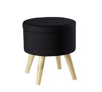 ECHTWERK Tabouret Max, boîte d'assise, Cube d'assise, Rond, avec Espace de Rangement, Housse Amovible, siège rembourré, Pieds en Bois, Noir, 32 x 32 x 39 cm