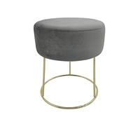 ECHTWERK Tabouret Rond Marilyn - Rembourré en Velours, Maquillage Avec Pieds Métalliques Dorés, Supporte Jusqu'à 150 kg, Gris