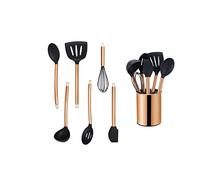 ECHTWERK Ustensiles cuisine, 7 pièces, silicone antiadhésive, manche inox, support, édition cuivre.