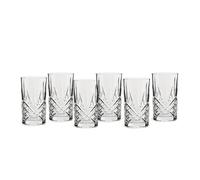 ECHTWERK Verres à long drink, 6 pièces, 350 ml - Verres à highball en cristal robuste, aspect taillé avec structure en relief, forme cylindrique, lavables au lave-vaisselle, 13,8 x 7,7 cm