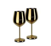 ECHTWERK verres à vin incassables en acier inoxydable, set de verres à vin, verres à dégustation, verres à cocktail, robustes, incassables, édition or, 2pcs, 21x 7,3cm, 0,5L