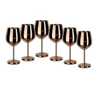ECHTWERK verres à vin incassables en acier inoxydable, set de verres à vin, verres de camping, verres à cocktail, robustes, incassables, édition cuivre, 6pcs, 21x 7,3cm, 0,5L
