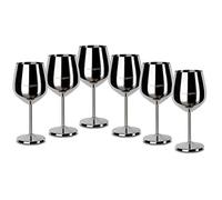 ECHTWERK verres à vin incassables en acier inoxydable, set de verres à vin, verres de camping, verres à cocktail, robustes, incassables, Silber Edition, 6pcs, 21x 7,3cm, 0,5L