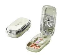 Echu - Coupe-pilules Caketotu pour petites et petites pilules, séparateur de pilules précis de 1/2 1/3 1/4 avec lame amovible en acier inoxydable, boîte de rangement portable de grand volume, voyage