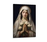 ECHUN Poster décoratif sur toile représentant la Vierge Marie a les fleurs 40 x 60 cm