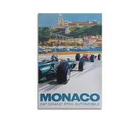 ECHUN Poster vintage de voiture de course Grand Prix de Monaco 1966 sur toile décorative et peinture murale 30 x 45 cm