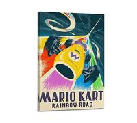 ECHUN Poster vintage de voiture de course Mario Kart route arc-en-ciel décoratif sur toile murale et art 20 x 30 cm