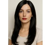 ECLA Chloe Perruque Lisse Longue 20” 51cm Cheveux Synthétiques Résistants à La Chaleur Pour Les Femmes Couleur 1B Semi Naturelle Wig (CHLOE,1B)